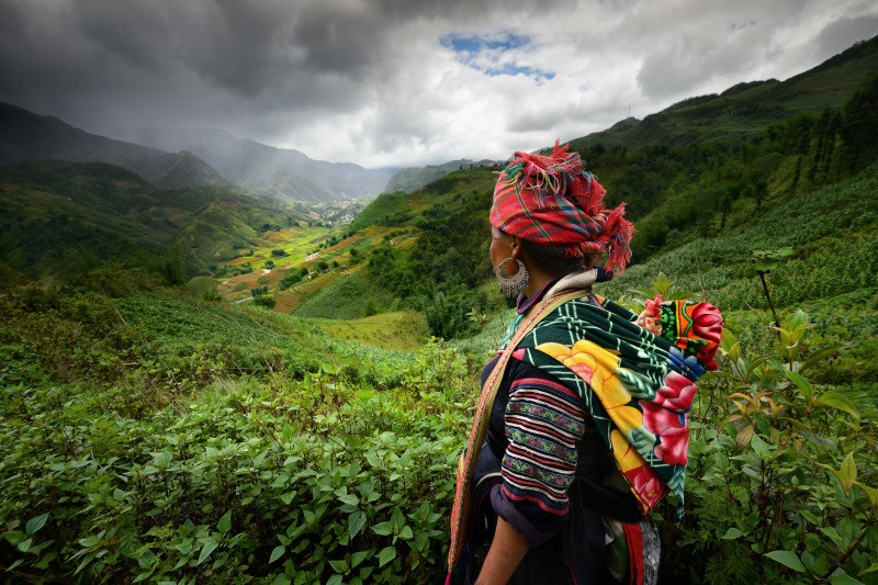 The landscape and Black H'mong Ethinic People of Sapa