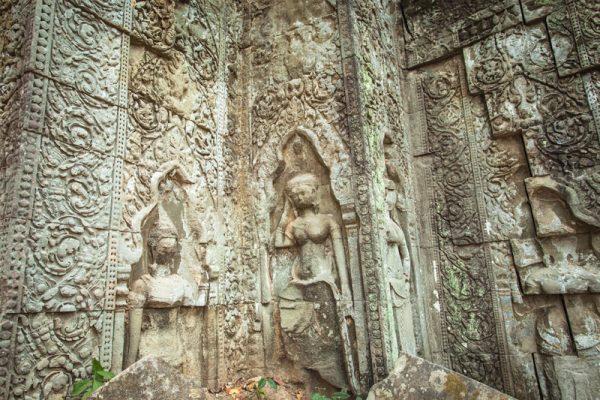 Stone Caving at Beng Mealea Temple, Cambodia.