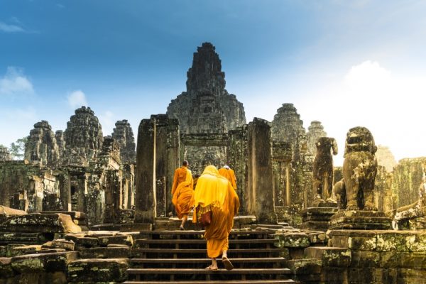 Buddhist monks at Bayon Temple
