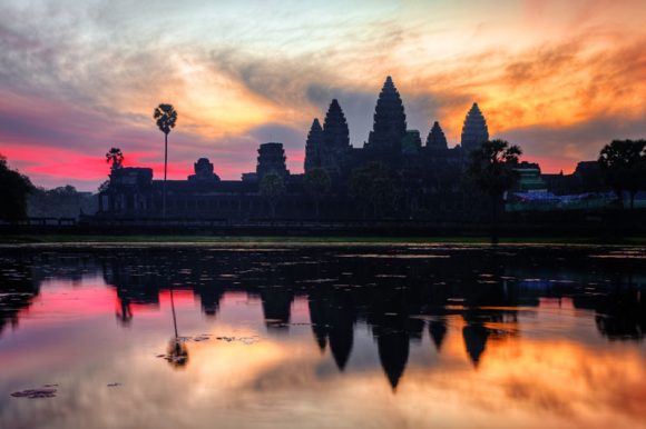 Sunrise at Angkor Wat Temples in Cambodia--Vietnam Cambodia 12 days highlights tour.