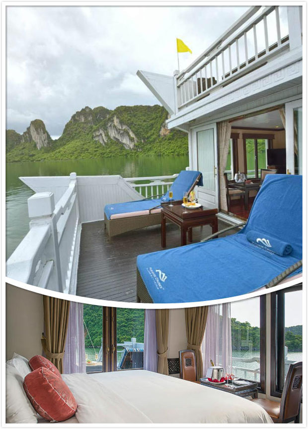 Terrace Suites with Private Front Terrace on Paradise Luxury Cruise Halong Bay, Vietnam. 