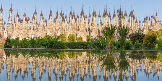 Kakku pagodas reflecting in water