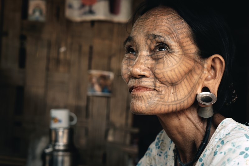 facial tattoos in Chin Villages
