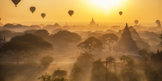 Bagan Temple with Hot Air Balloons