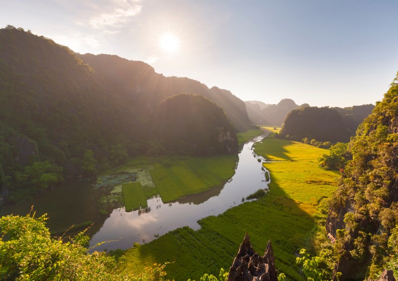 Aerial view of river valley Ninh Binh - Luxe Voyage Asia