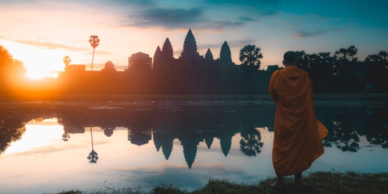 Angkor Wat Temple with a Buddhist Monk 