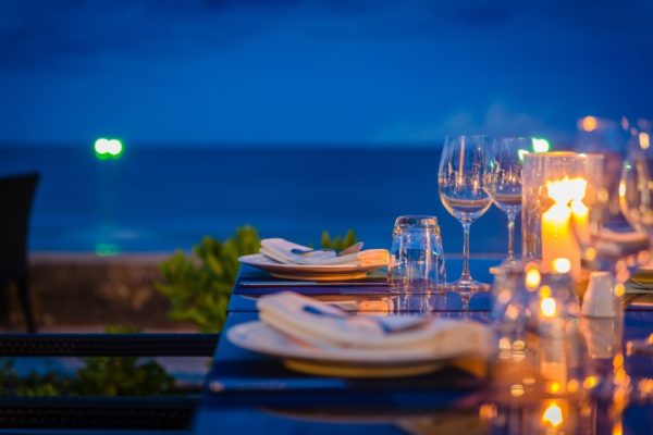 Dinner table overlooking the sea