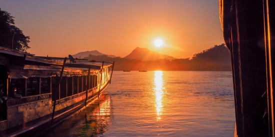 Mekong River boat sundown