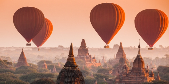 Hot Air Balloon over Bagan's Valley of a Thousand Temples