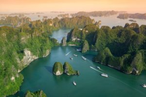 Bird eyes view of Halong Bay